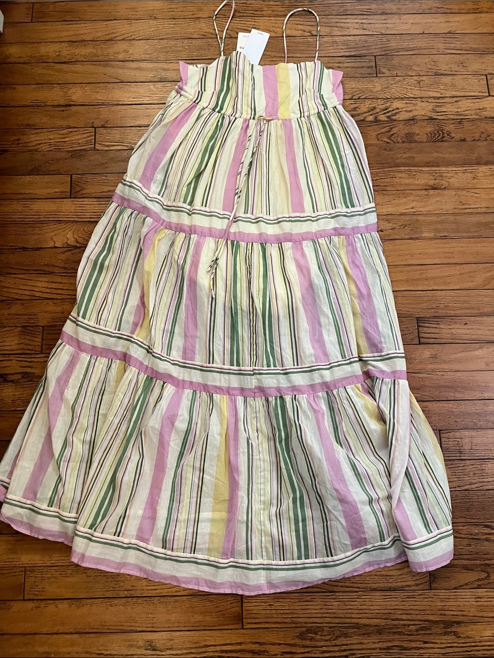 Mango Pastel Multi-Stripe Tiered Maxi Dress